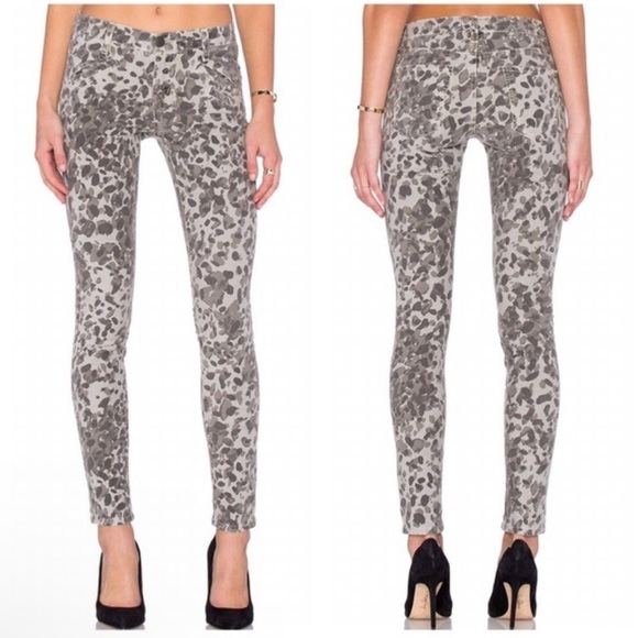 Current Elliot The Welt Pocket Ankle Skinny in Steel Grey Scooter Leopard, 31 - Picture 1 of 10